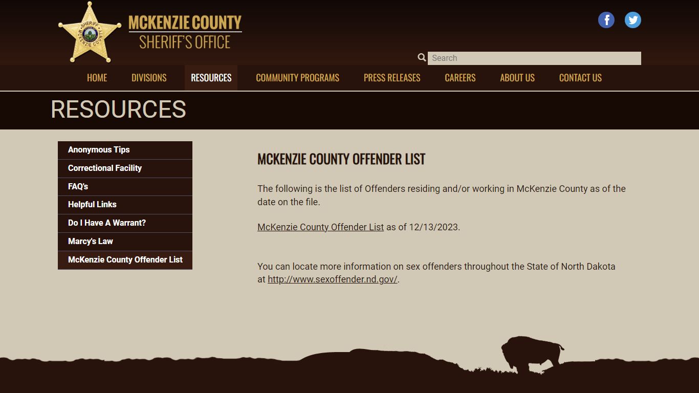 McKenzie County Offender List